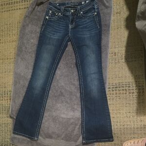 Miss Me Dark Blue Signature Boot Jeans With Embellishings/Rhinestones